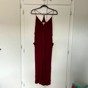 Maroon jumpsuit from Anthropologie
